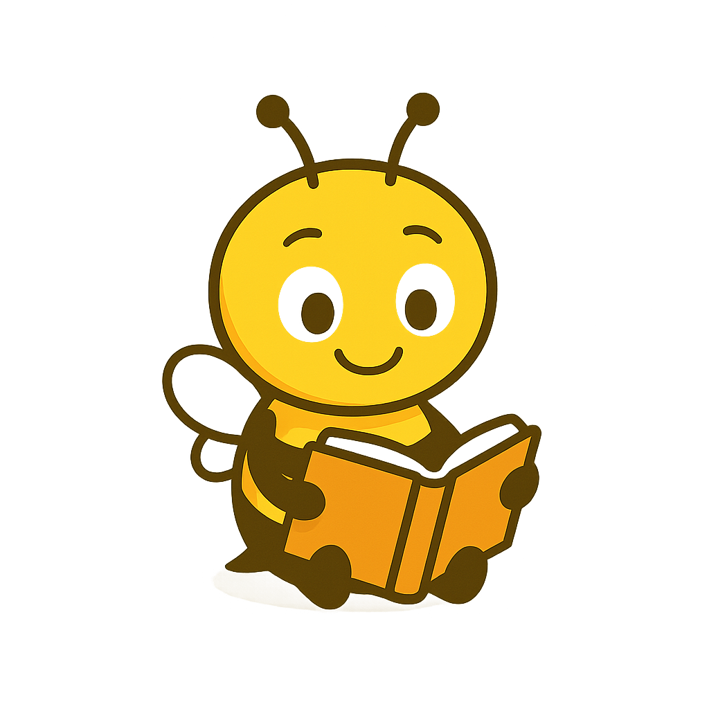 Bizzy reading a book